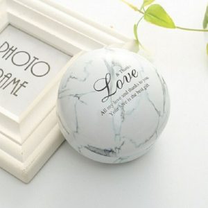 Romantic Valentine Day Candy Box Flat Round Candy Box Jewelry Gift Bird Box Tote Home Garden Festive Party Supplies, Color: White (marble)