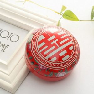 Romantic Valentine Day Candy Box Flat Round Candy Box Jewelry Gift Bird Box Tote Home Garden Festive Party Supplies, Color: Red