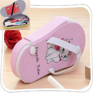Cute Large-capacity Pencil Bag Slipper Style Pencil Case Makeup Storage Bag Cartoon Pink