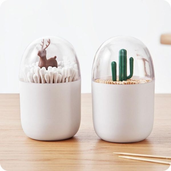 Creative Animal Plant Shape Toothpick Cotton Swab Storage Box Christmas Tree - Image 3
