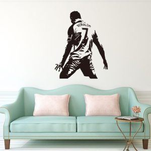 Football Player Action Silhouette Student Dormitory Bedroom Decoration Wall Sticker, Size: Small 45x58m