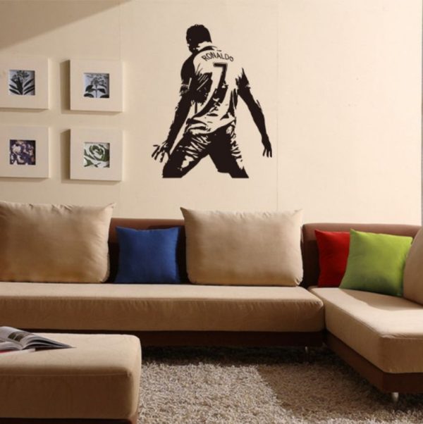 Football Player Action Silhouette Student Dormitory Bedroom Decoration Wall Sticker, Size: Small 45x58m - Image 5