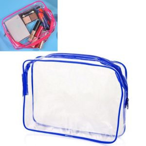 Portable Travel Zip Look PVC Bags Waterproof Transparent Makeup Storage Bag, SIZE: S (Blue)