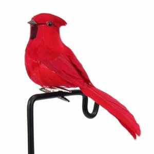 Real Feather Simulation Bird Horticultural Decoration Bird Craft Foam Bird (Red)