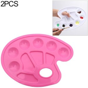 2 PCS Children DIY Paint Plastic Palette Graffiti Art Supplies TSP-64 (Pink)