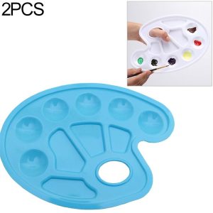2 PCS Children DIY Paint Plastic Palette Graffiti Art Supplies TSP-64 (Blue)