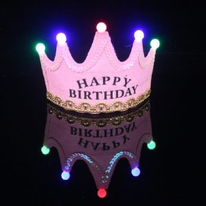 Children's Birthday Party Supplies Crown LED Light Hoop Dress Hat (Pink Happy)