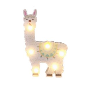 LED Painted Lantern Alpaca Night Light Holiday Decoration Room Posing Style Light (White Tongue)