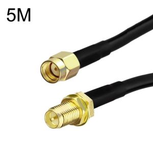 RP-SMA Male To RP-SMA Female RG58 Coaxial Adapter Cable, Cable Length: 5m