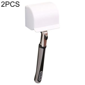 2 PCS Wall-mounted Shaver Shelf Plastic Razor Rack Sucked