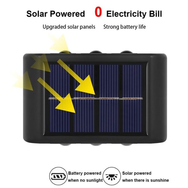 2LED NiMH Solar Wall Lamp Outdoor Waterproof Up And Down Double-headed Spotlights (White Light) - Image 4