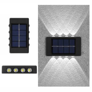 8LED NiMH Solar Wall Lamp Outdoor Waterproof Up And Down Double-headed Spotlights (White Light)