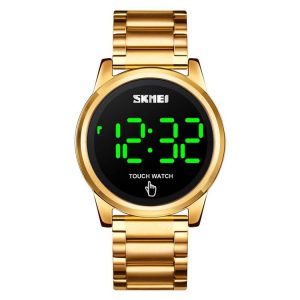 SKMEI 1684 Versatile Sports Steel Belt Men Electronic Watch, Colour: Gold