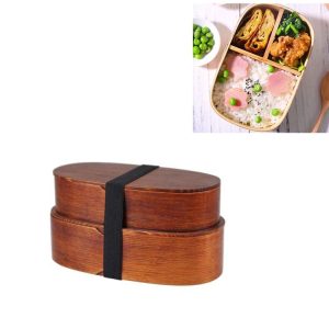 Wood Environmental Protection Tableware Portable Lunch Box Bento Box, Style: Double Layer (Paint Color)
