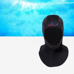 DIVE & SAIL DH-006 3mm Shoulder Warm Diving Cap Surfing Snorkeling Sunscreen Waterproof Diving Headgear, Size: M (Black)
