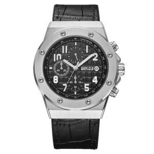 BAOGELA 1805 Sports Quartz Men Watch Luminous Silicone Watch (Silver Shell Black Surface)
