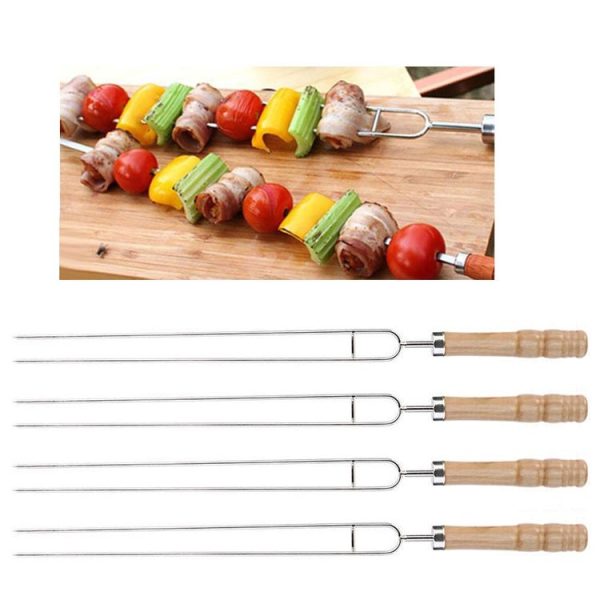 Stainless Steel Barbecue Skewers Barbecue Fork U-shaped Barbecue Fork, Spec: 4pcs