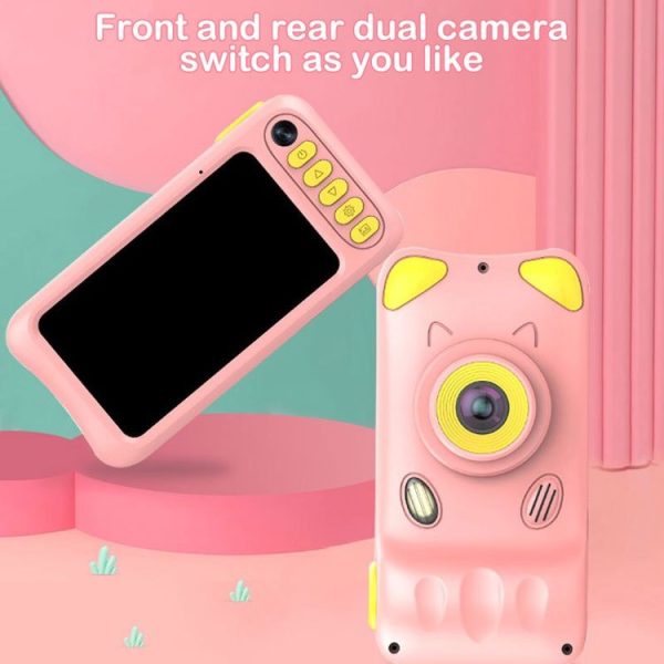 A200L 4.39 inch Cute Cartoon Style High-definition Camera Toy Front and Rear Dual-lens Camera Children Digital Camera (Pink) - Image 4
