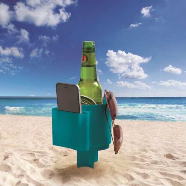 Multifunctional Plastic Beach Cup Holder Seaside Mobile Phone Beverage Storage Tool, Random Color Delivery