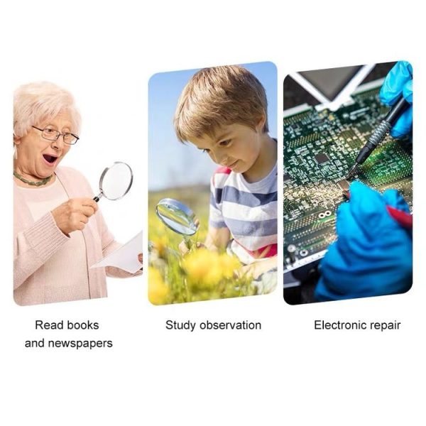 Handheld High-definition Lens with LED Light Reading and Maintenance Magnifying Glass for the Elderly, Style: 95mm 10 Times - Image 13