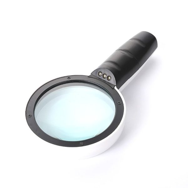 Handheld High-definition Lens with LED Light Reading and Maintenance Magnifying Glass for the Elderly, Style: 95mm 10 Times - Image 3