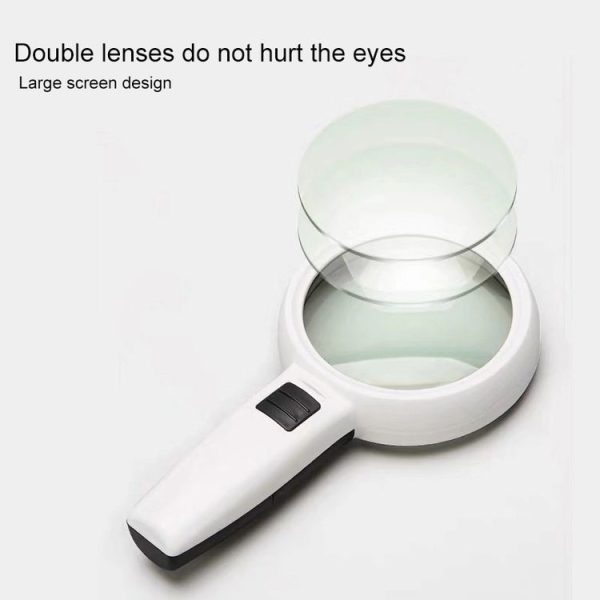 Handheld High-definition Lens with LED Light Reading and Maintenance Magnifying Glass for the Elderly, Style: 95mm 10 Times - Image 4