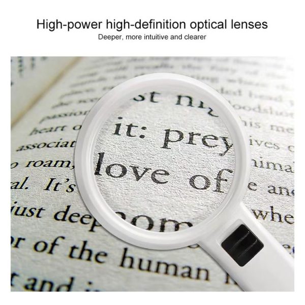 Handheld High-definition Lens with LED Light Reading and Maintenance Magnifying Glass for the Elderly, Style: 95mm 10 Times - Image 9