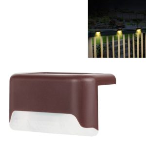 4 PCS Solar Railing Light Staircase Light Outdoor Waterproof LED Step Light Garden Decoration Landscape Light, Warm White Light (Brown)