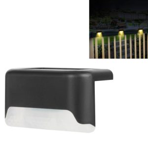 Solar Railing Light Staircase Light Outdoor Waterproof LED Step Light Garden Decoration Landscape Light, Warm White Light (Black)