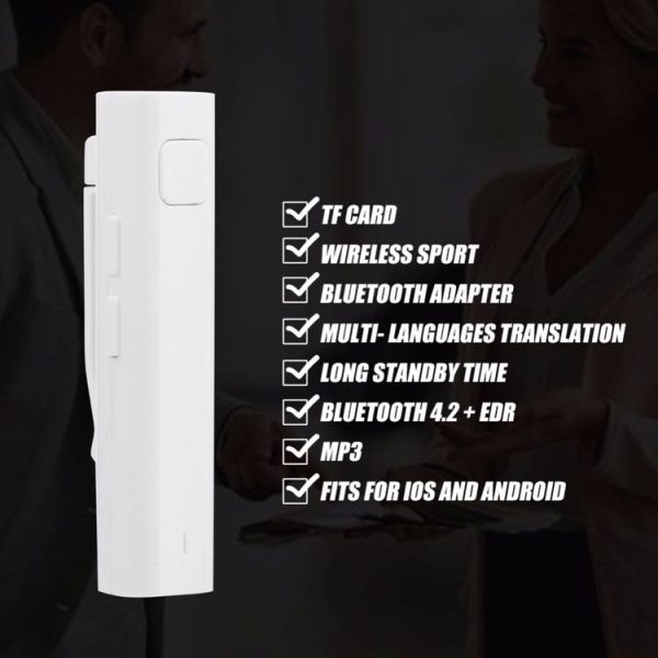 Bluetooth Receiver Smart Headphone Voice Translator 26 Multi-language Travel Business TF Card Voice Text Interpreter Earphone (Black) - Image 2