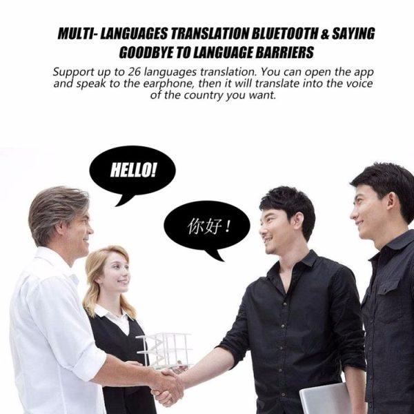 Bluetooth Receiver Smart Headphone Voice Translator 26 Multi-language Travel Business TF Card Voice Text Interpreter Earphone (Black) - Image 6