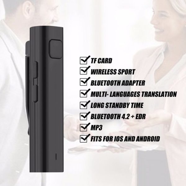 Bluetooth Receiver Smart Headphone Voice Translator 26 Multi-language Travel Business TF Card Voice Text Interpreter Earphone (Black) - Image 7