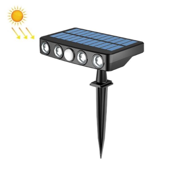 With Ground Plug Wiring Free Infrared Sensor Waterproof Solar Lighting Wall Light, Color Temperature: White Light