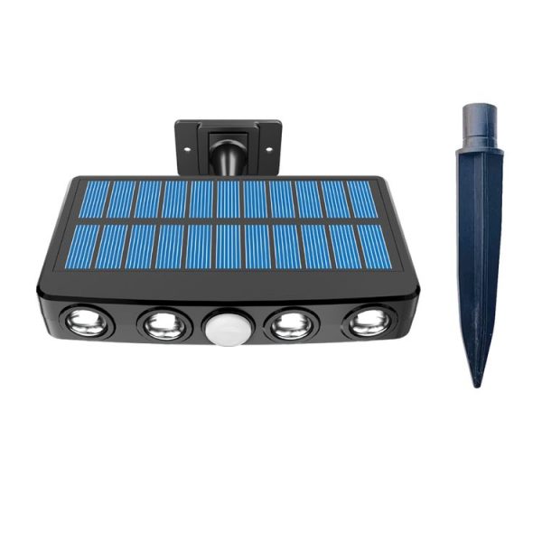 With Ground Plug Wiring Free Infrared Sensor Waterproof Solar Lighting Wall Light, Color Temperature: White Light - Image 2