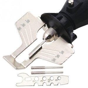 Outdoor Garden Sharpening Attachment Sawtooth Grinding Tool Electric Grinder (Black plastic + silver)