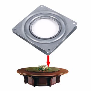 2 PCS Galvanized Turntable 4 inch Hollow Square Hardware Turntable for Cake Shop / Furniture