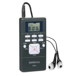 Retekess PR13 Portable FM Radio with Lanyard & Earphone (Black)