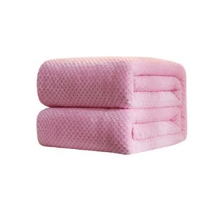 Thicken Solid Color Mesh Pineapple Flannel Blanket Coral Fleece Air Conditioning Sofa Cover Winter Warm Sheets Easy Wash Faux Fur Blankets, Size: 45x65cm (Pink)