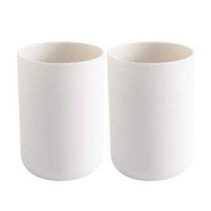 2 PCS Bathroom Toothbrush Cup Simple Plain Cup, Capacity: 300ml (White)
