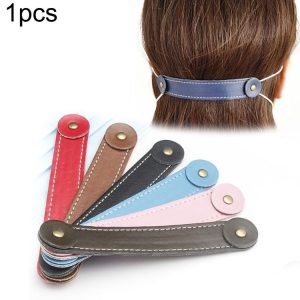 Adjustable Face Mask Ear Band Rope Anti-slip PU Leather Extension Buckle Hood (Random Color Delivery)