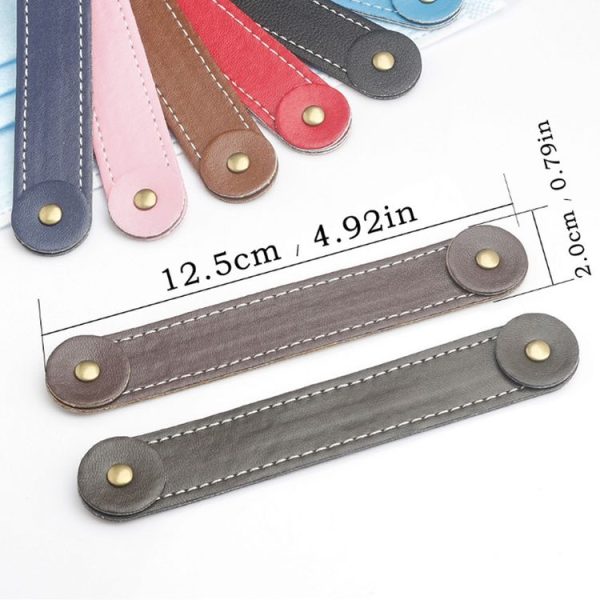 Adjustable Face Mask Ear Band Rope Anti-slip PU Leather Extension Buckle Hood (Random Color Delivery) - Image 5