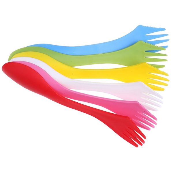 2 Set 3 In 1 Outdoor Camp Tableware Heat Resistant Spoon Fork Knife Camping Hiking Utensils (6pcs=1set) - Image 3