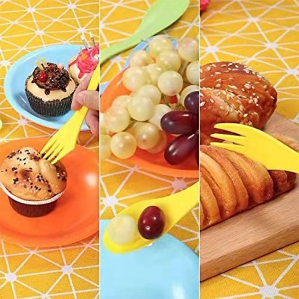 2 Set 3 In 1 Outdoor Camp Tableware Heat Resistant Spoon Fork Knife Camping Hiking Utensils (6pcs=1set) - Image 6