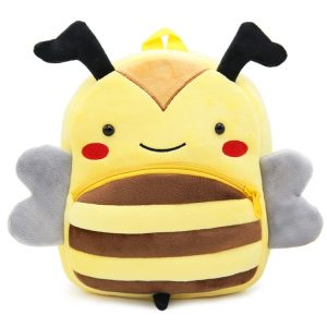 Kids 3D Animal Velvet Backpacks Children Cartoon Kindergarten Toys Gifts School Bags (Bee)