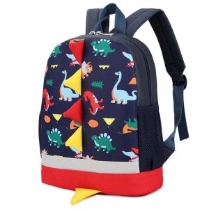 Backpack Cute Cartoon Dinosaur School Bags for Children (Navy)