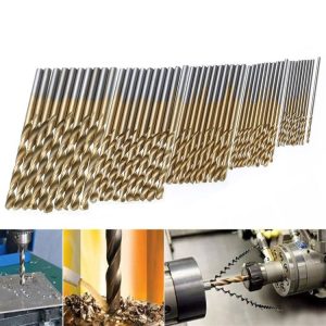 50 PCS / Set Titanium Coated Drill Bits High Speed Steel Drill Bit Set Power Drilling Tools