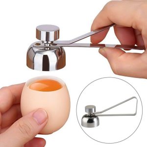 Metal Egg Scissors Egg Topper Cutter Shell Opener Stainless Steel Boiled Raw Egg Creative Kitchen Tools (Silver)