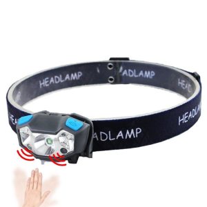 Usb Rechargeable Waterproof Sensor Headlight Outdoor Fishing Light (Black)