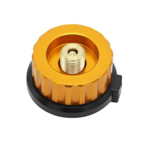2 PCS Outdoor Camping Hiking Stove Burner Adaptor Split Type Furnace Converter Connector Auto-off Gas Cartridge Tank Cylinder Adapter (Gold)