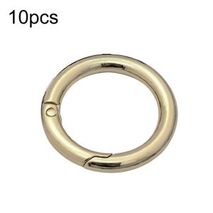 10pcs Zinc Alloy Spring Ring Metal Open Bag Webbing Keychain, Size: Half-inch Light Gold